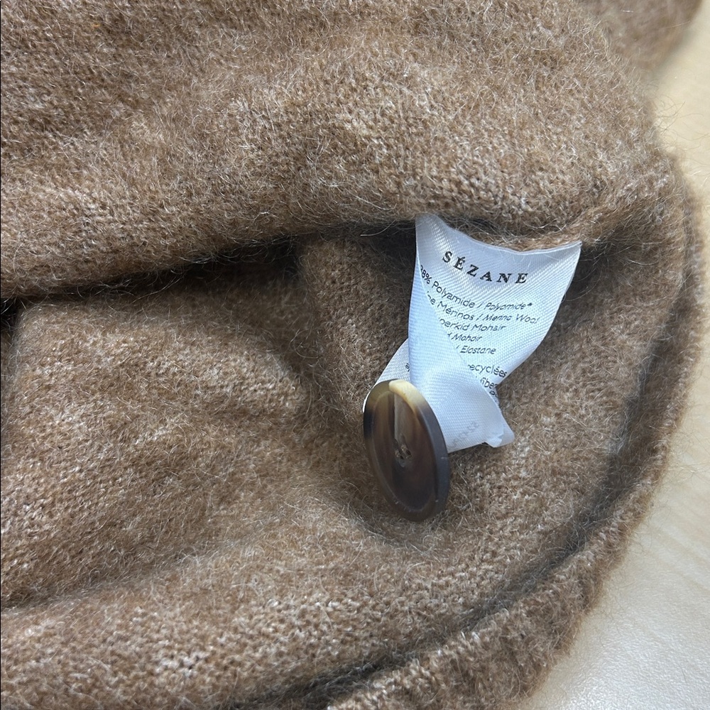 Sezane Tan Button-Detail Crew Neck Sweater - Picture 8 of 15